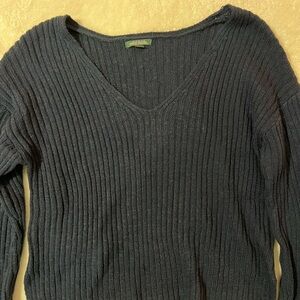 Wild Fable V-Neck Ribbed Sweater - Dark Blue